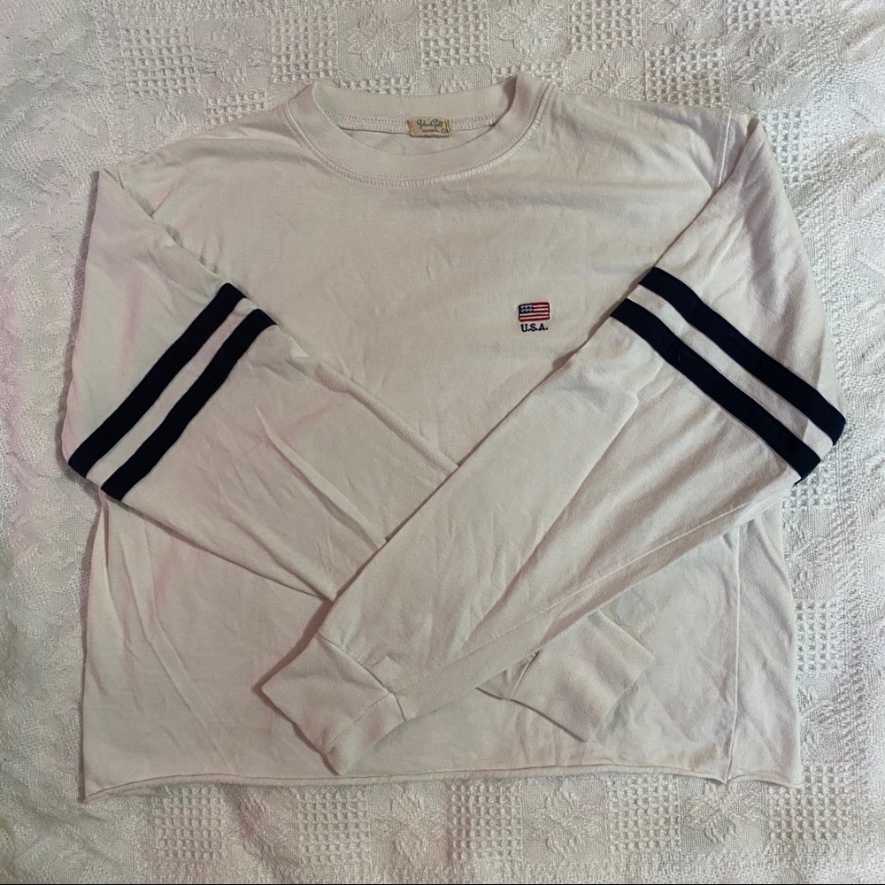 brandy melville white american flag long sleeve